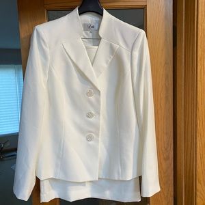 White Le Suit 3 Button Skirt Suit
